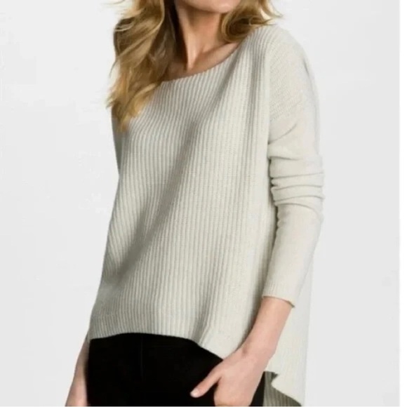 THEORY Thick Ribbed Knit Wool High Low Drop Shoulder Sweater Size M - Picture 2 of 8
